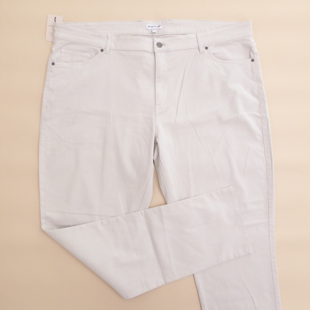 Peter Millar Mens Signature Sateen 5 Pocket Pants Stone Classic Fit 44x34